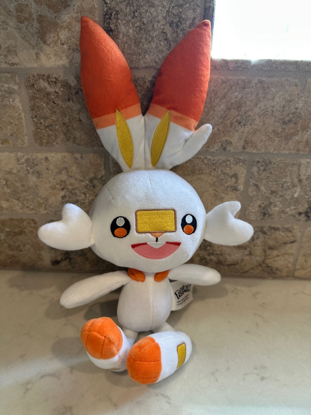 Pokemon White and Orange Plush Scorbunny-Inspired Stuffed Toy